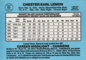 1986 Leaf #85 Chet Lemon Back