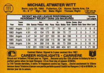 1987 Leaf #111 Mike Witt Back
