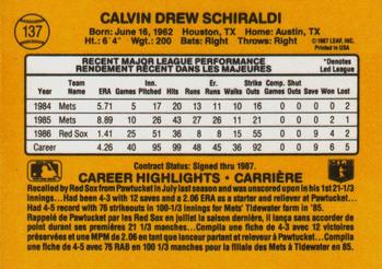 1987 Leaf #137 Calvin Schiraldi Back