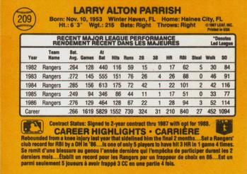 1987 Leaf #209 Larry Parrish Back