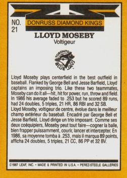 1987 Leaf #21 Lloyd Moseby Back