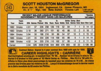 1987 Leaf #243 Scott McGregor Back
