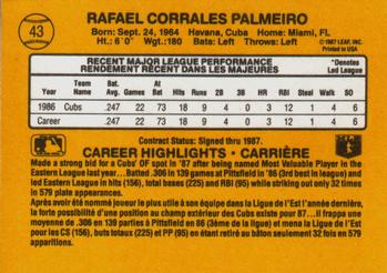 1987 Leaf #43 Rafael Palmeiro Back