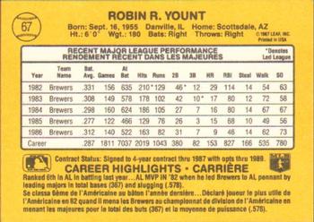 1987 Leaf #67 Robin Yount Back