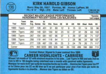 1988 Leaf #136 Kirk Gibson Back