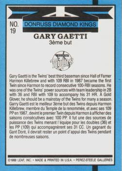 1988 Leaf #19 Gary Gaetti Back