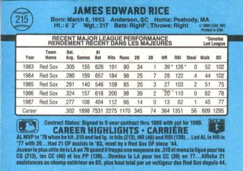 1988 Leaf #215 Jim Rice Back
