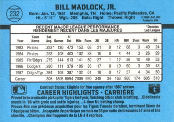 1988 Leaf #232 Bill Madlock Back
