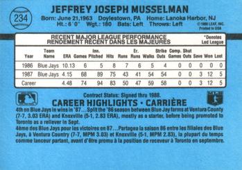 1988 Leaf #234 Jeff Musselman Back