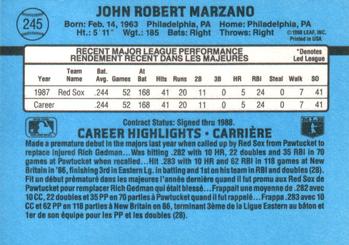 1988 Leaf #245 John Marzano Back