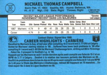 1988 Leaf #30 Mike Campbell Back