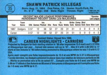 1988 Leaf #35 Shawn Hillegas Back