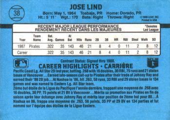 1988 Leaf #38 Jose Lind Back
