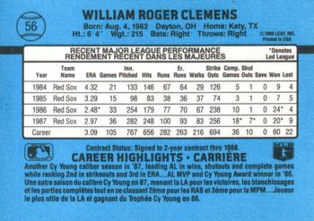 1988 Leaf #56 Roger Clemens Back