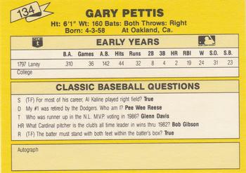 1987 Classic Update Yellow #134 Gary Pettis Back