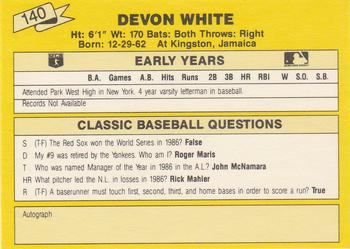 1987 Classic Update Yellow #140 Devon White Back