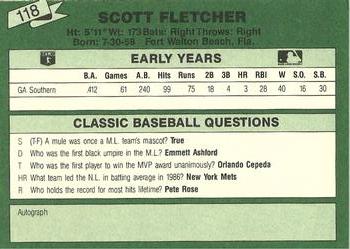 1987 Classic Update Yellow/Green Backs #118 Scott Fletcher Back