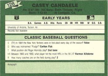 1987 Classic Update Yellow/Green Backs #128 Casey Candaele Back