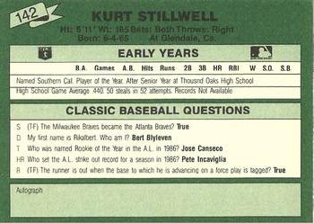 1987 Classic Update Yellow/Green Backs #142 Kurt Stillwell Back