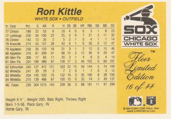1985 Fleer Limited Edition #16 Ron Kittle Back