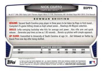 2013 Bowman Draft Picks & Prospects - Chrome Draft Picks #BDPP4 Nick Ciuffo Back