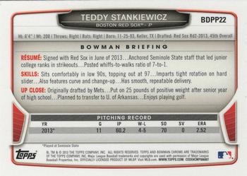 2013 Bowman Draft Picks & Prospects - Chrome Draft Picks #BDPP22 Teddy Stankiewicz Back