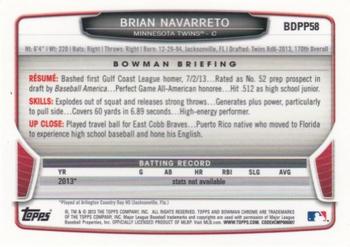 2013 Bowman Draft Picks & Prospects - Chrome Draft Picks #BDPP58 Brian Navarreto Back