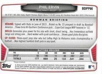 2013 Bowman Draft Picks & Prospects - Chrome Draft Picks #BDPP66 Phil Ervin Back