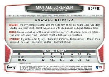 2013 Bowman Draft Picks & Prospects - Chrome Draft Picks #BDPP68 Michael Lorenzen Back