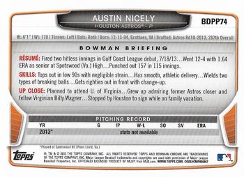 2013 Bowman Draft Picks & Prospects - Chrome Draft Picks #BDPP74 Austin Nicely Back