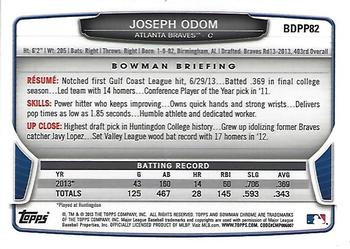 2013 Bowman Draft Picks & Prospects - Chrome Draft Picks #BDPP82 Joseph Odom Back