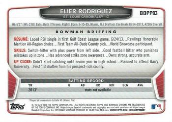2013 Bowman Draft Picks & Prospects - Chrome Draft Picks #BDPP83 Elier Rodriguez Back