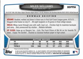 2013 Bowman Draft Picks & Prospects - Chrome Draft Picks #BDPP84 Miles Williams Back