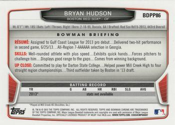 2013 Bowman Draft Picks & Prospects - Chrome Draft Picks #BDPP86 Bryan Hudson Back