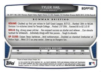 2013 Bowman Draft Picks & Prospects - Chrome Draft Picks #BDPP102 Tyler Vail Back
