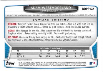 2013 Bowman Draft Picks & Prospects - Chrome Draft Picks #BDPP122 Adam Westmoreland Back