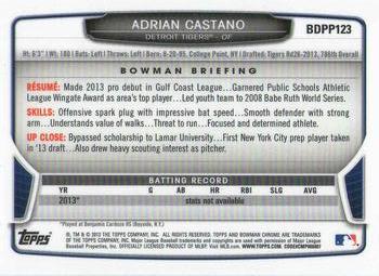 2013 Bowman Draft Picks & Prospects - Chrome Draft Picks #BDPP123 Adrian Castano Back