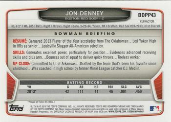 2013 Bowman Draft Picks & Prospects - Chrome Draft Picks Black Wave Refractors #BDPP43 Jon Denney Back