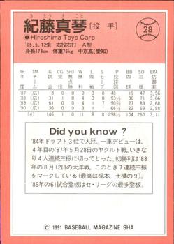 1991 BBM #28 Makoto Kitoh Back