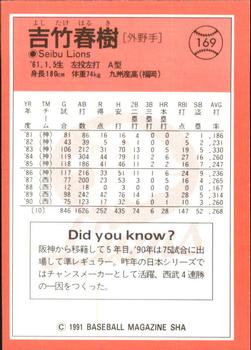 1991 BBM #169 Haruki Yoshitake Back