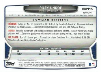 2013 Bowman Draft Picks & Prospects - Chrome Draft Picks Refractors #BDPP35 Riley Unroe Back