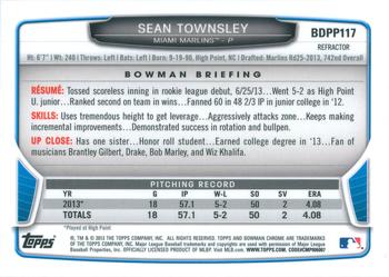 2013 Bowman Draft Picks & Prospects - Chrome Draft Picks Refractors #BDPP117 Sean Townsley Back