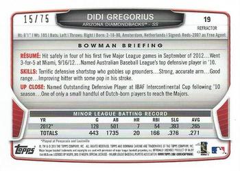 2013 Bowman Draft Picks & Prospects - Chrome Green Refractors #19 Didi Gregorius Back