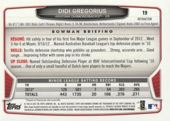 2013 Bowman Draft Picks & Prospects - Chrome Refractors #19 Didi Gregorius Back