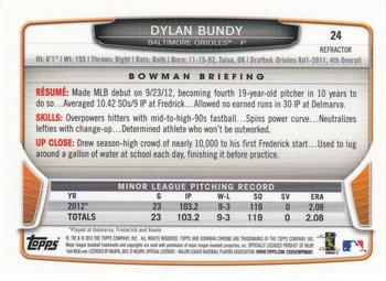 2013 Bowman Draft Picks & Prospects - Chrome Refractors #24 Dylan Bundy Back