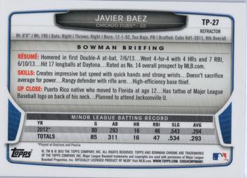2013 Bowman Draft Picks & Prospects - Chrome Top Prospects Refractors #TP-27 Javier Baez Back