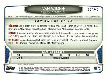 2013 Bowman Draft Picks & Prospects - Draft Picks #BDPP40 Ivan Wilson Back