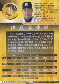 2004 BBM Hanshin Tigers #T30 Hideki Irabu Back