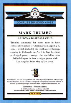 2014 Donruss #214 Mark Trumbo Back