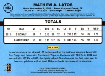 2014 Donruss #284 Mat Latos Back